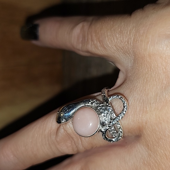 New Pink Peruvian opal snake 🐍 ring Sterling Silver size 7.5 - Picture 6 of 8